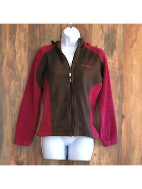 Columbia Women's Pink/Brown Hooded Full Zip Fleece Jacket M